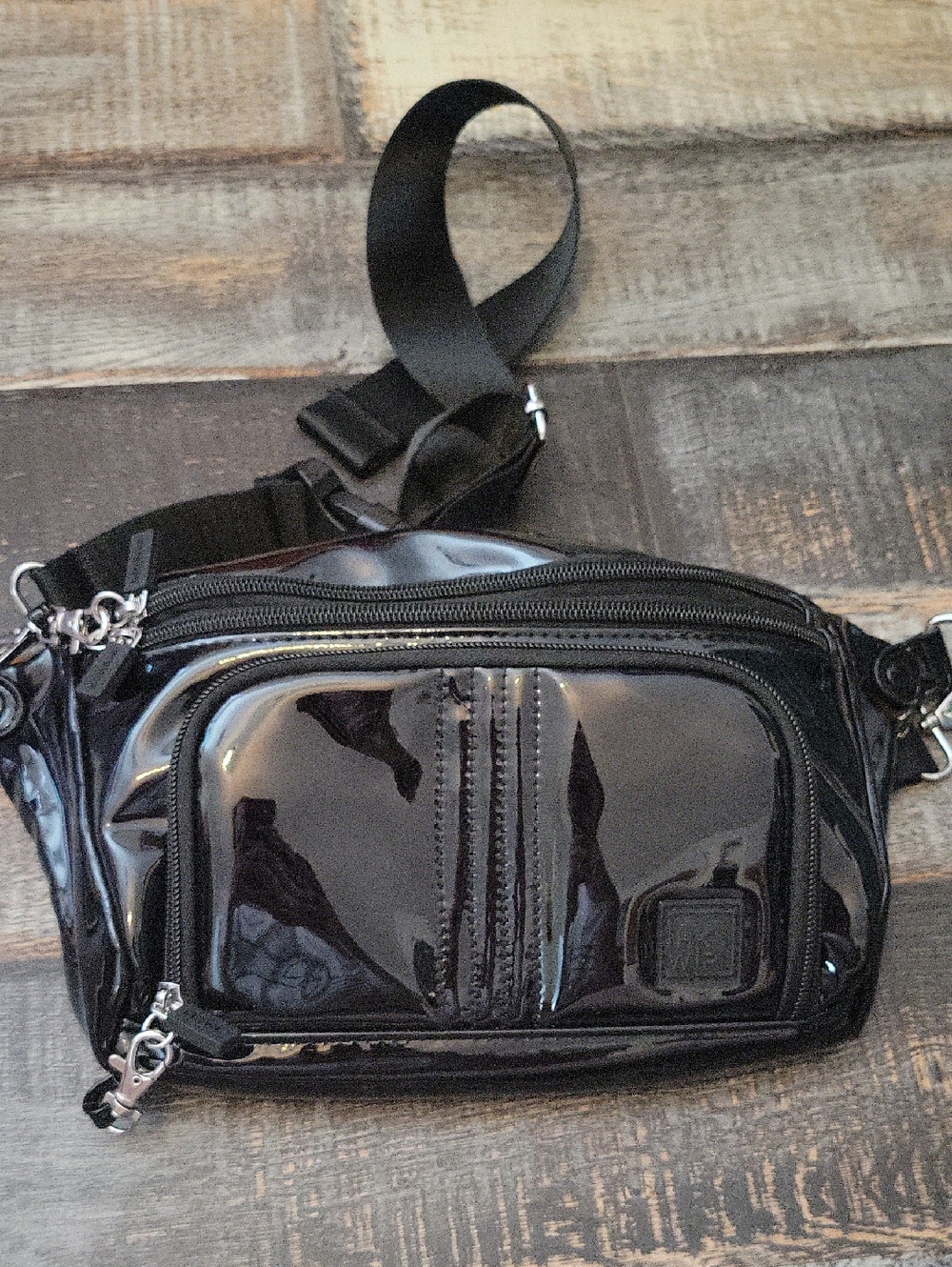 Black Patent Leather Crossbody Bag
